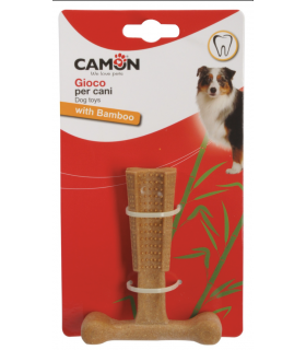 Bone-shaped dog toy with bamboo