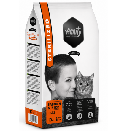 PIENSO AMITY PARA GATOS ARROZ Y SALMÓN ESTERILIZADO