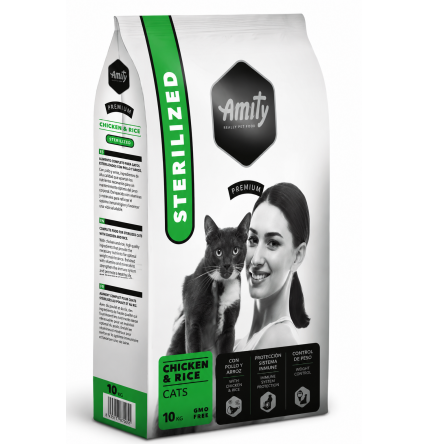 Pienso Amity para gatos Arroz y Pollo ESTERILIZADO