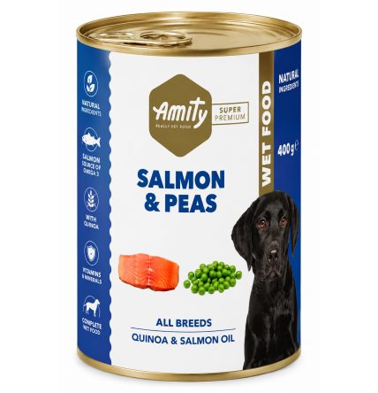 AMITY LATA LOW GRAIN DOG SALMÓN & GUISANTES 400GR