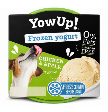 Helado de yogur para perros y gatos sabor pollo con manzana