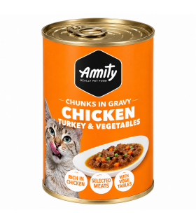 Alimento Húmedo Gato Amity Pollo y Pavo 415 g