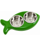 Comedero FISH Doble de acero - Para Gatos