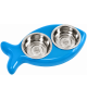 Comedero FISH Doble de acero - Para Gatos