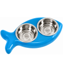 Comedero FISH Doble de acero - Para Gatos